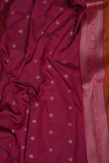 Rust Orange Semi Silk Saree with Pink Zari Border