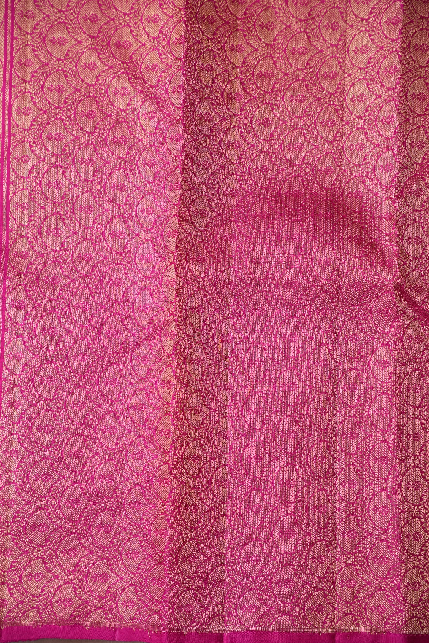 Orange & Pink Kanchipuram Silk Saree with Rich Gold Zari Weaving|Silk Mark Certified