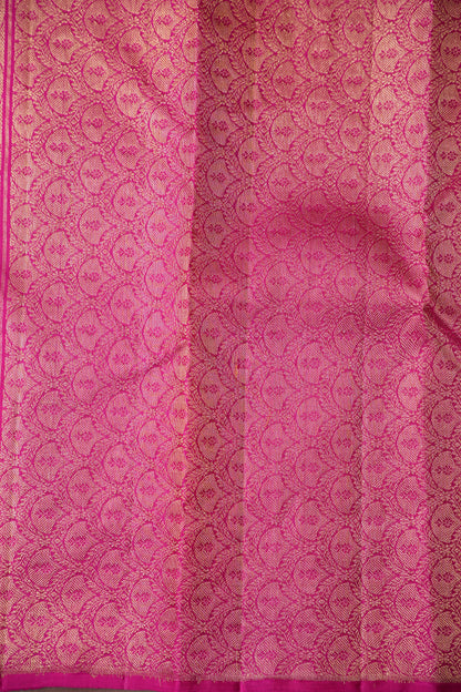 Orange & Pink Kanchipuram Silk Saree with Rich Gold Zari Weaving|Silk Mark Certified