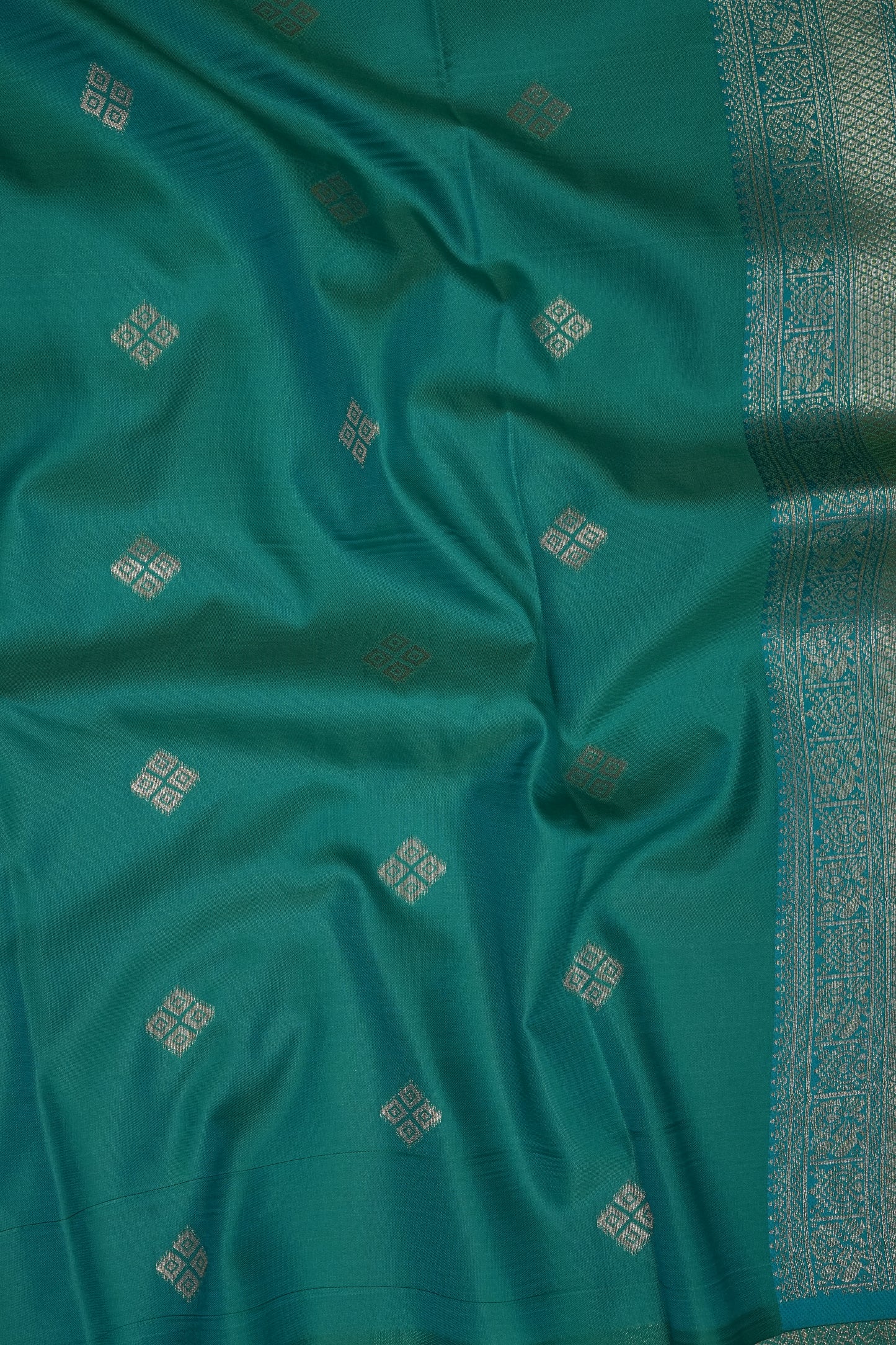 Lime Green Semi Silk Saree with Aqua Blue Silver Zari Border