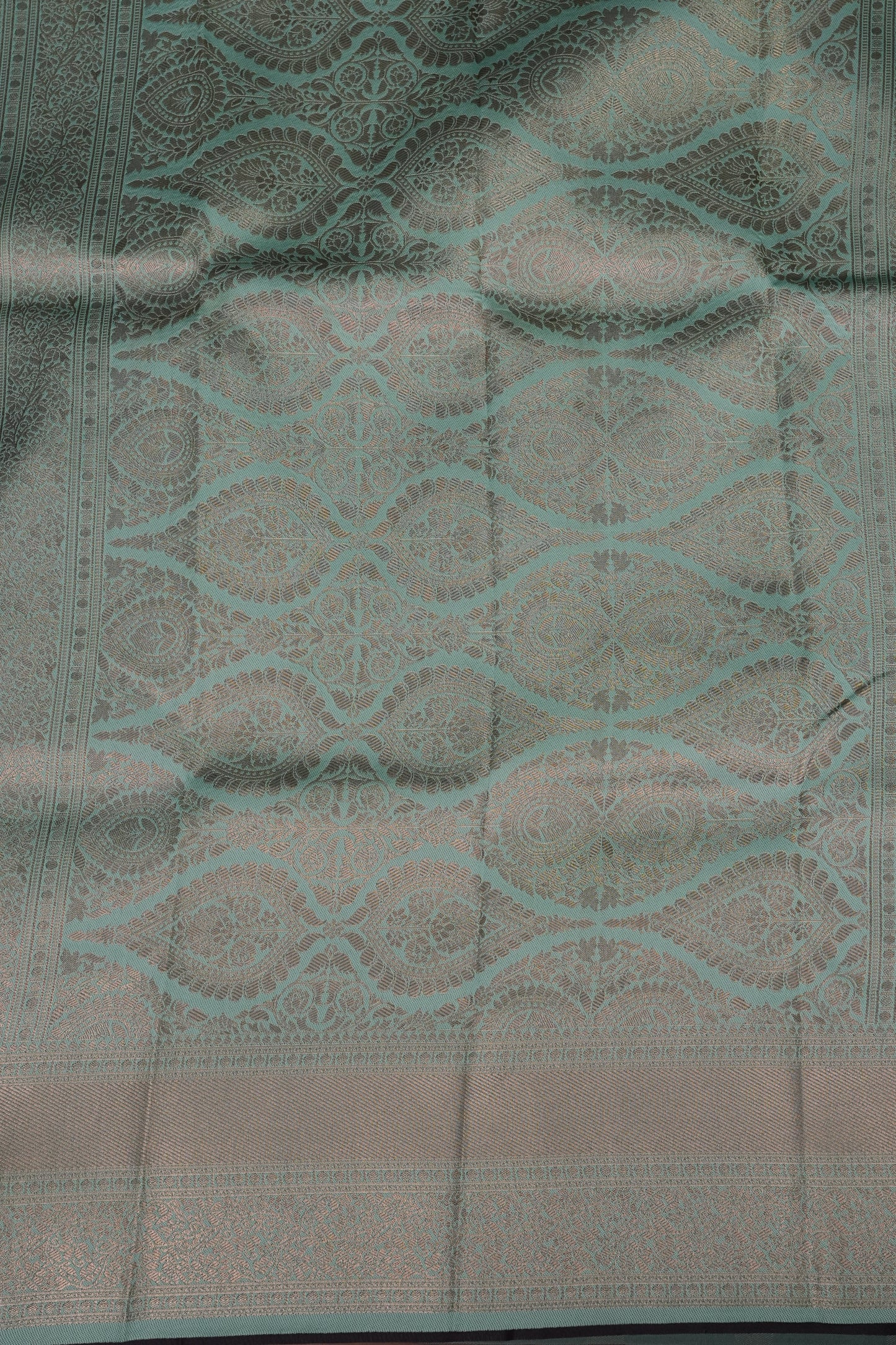 Deep Purple Semi Silk Saree with Sea Green Zari Border