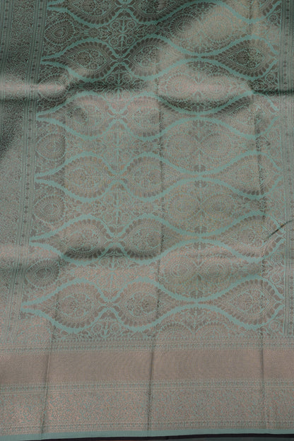 Deep Purple Semi Silk Saree with Sea Green Zari Border