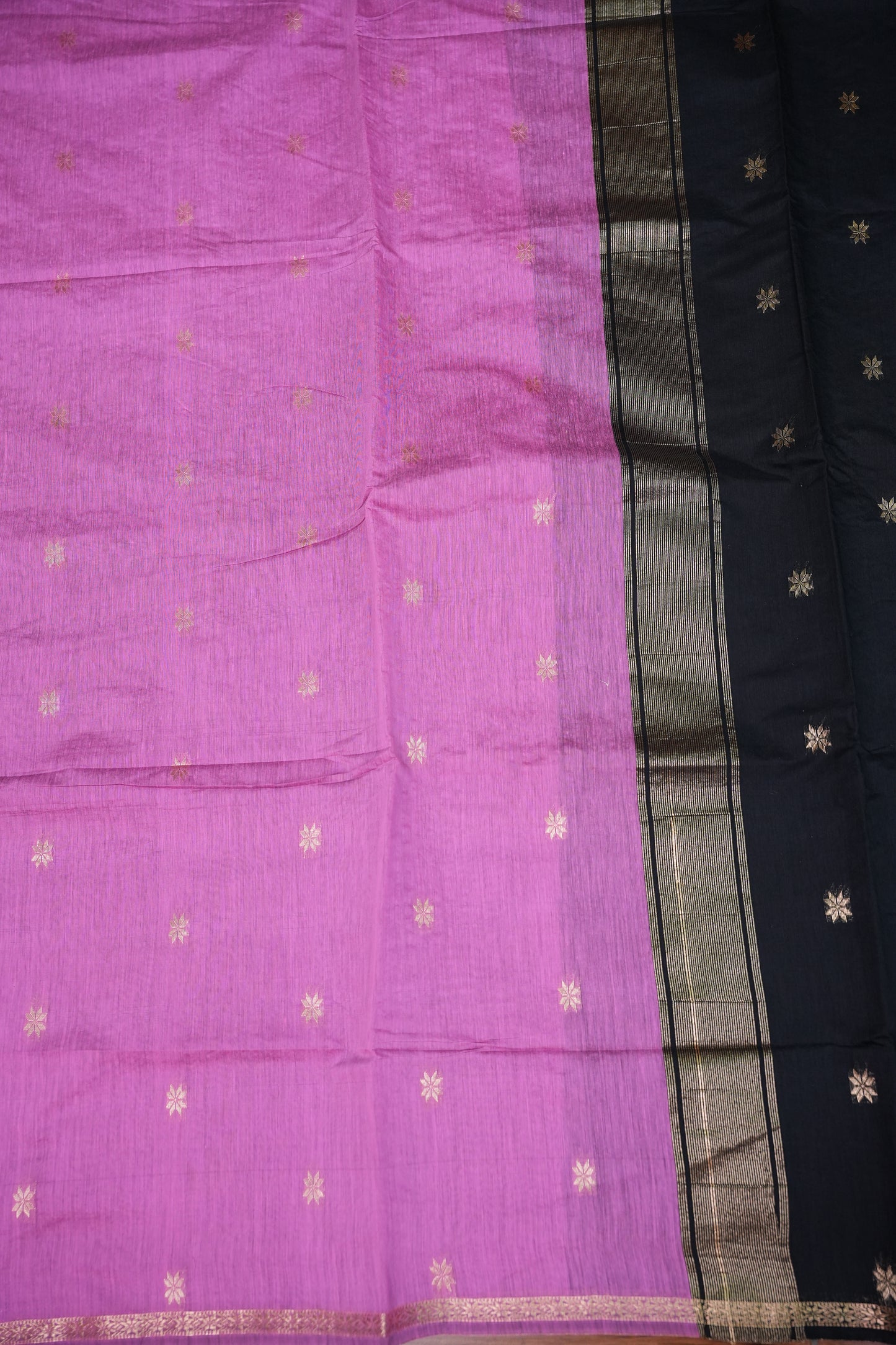 Maheshwari Silk Cotton Saree | Black With Pink
