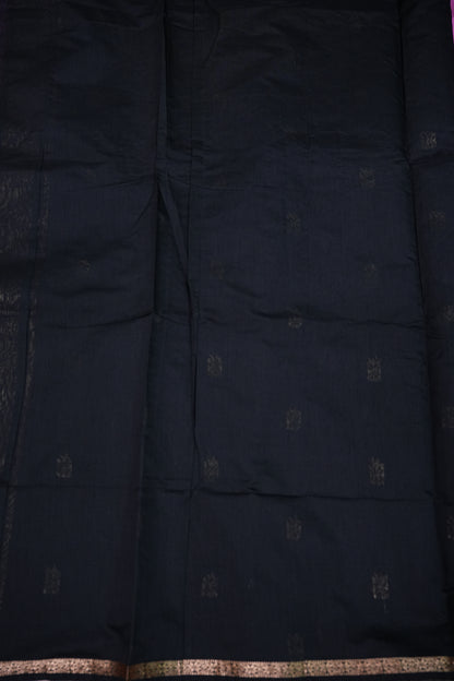 Maheshwari Silk Cotton Saree | Black With Pink