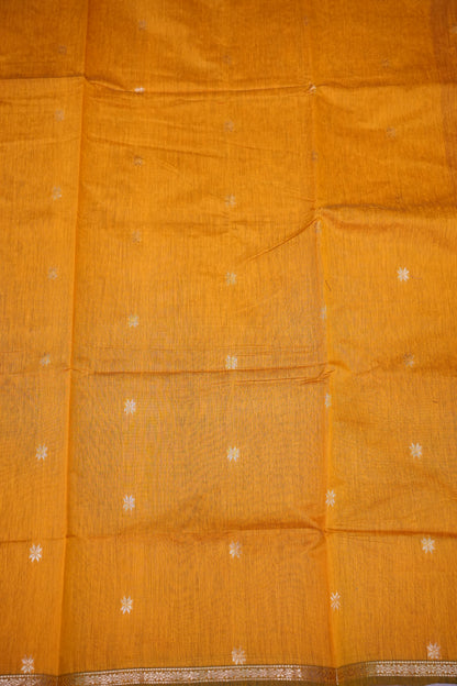 Maheshwari Silk Cotton Saree | Mustard With Red