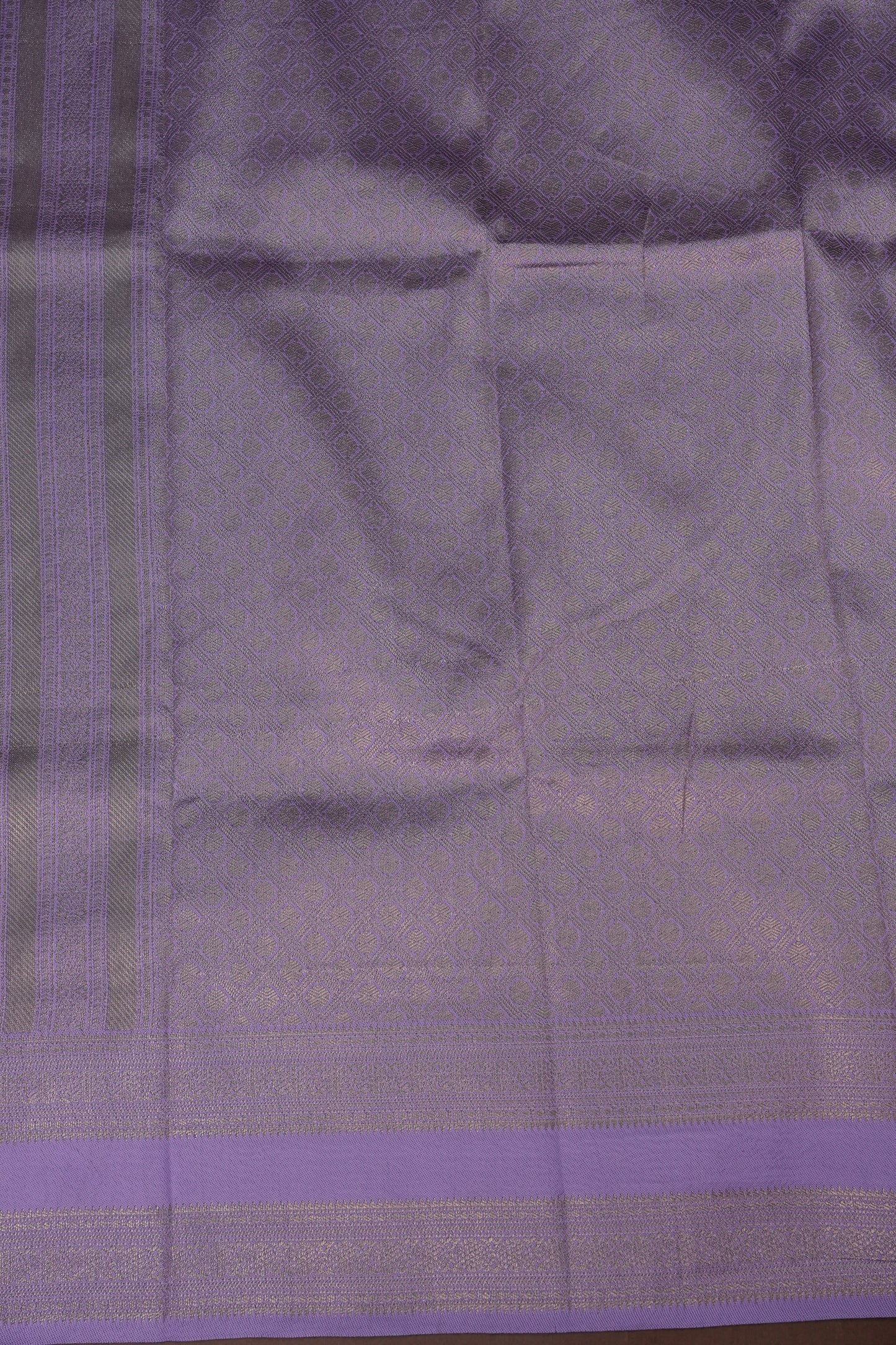 Rust Semi Silk Saree with Lavender Zari Border