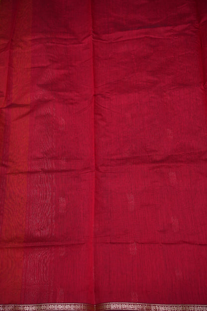 Maheshwari Silk Cotton Saree | Mustard With Red