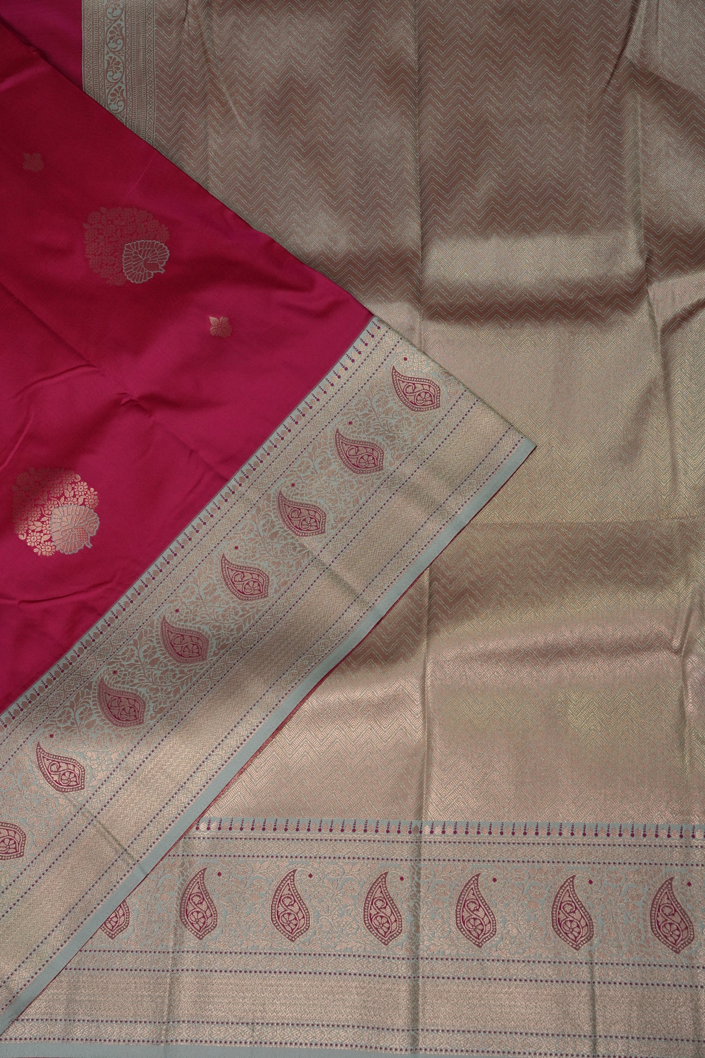 Pink Semi Silk Saree with Ice Blue Zari Border