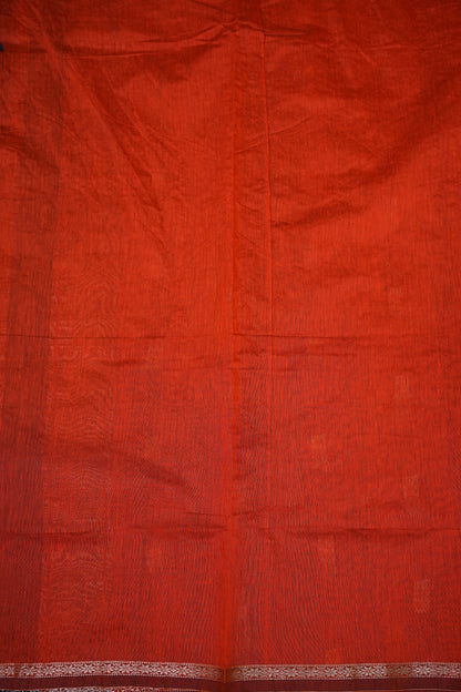 Maheshwari Silk Cotton Saree | Black With Orange