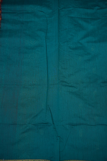 Maheshwari Silk Cotton Saree | Red with Turquoise Blue