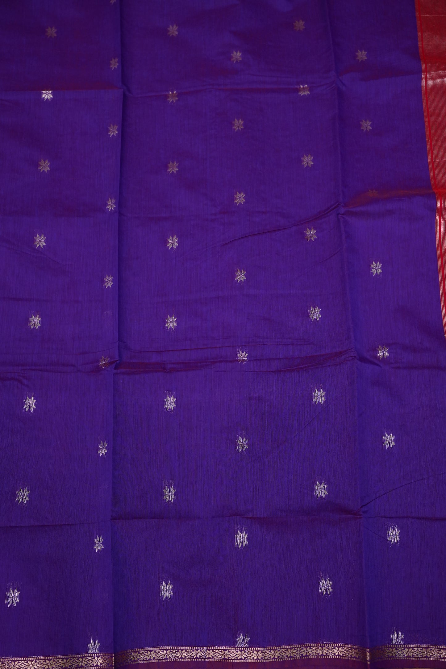 Maheshwari Silk Cotton Saree | Red with Purple
