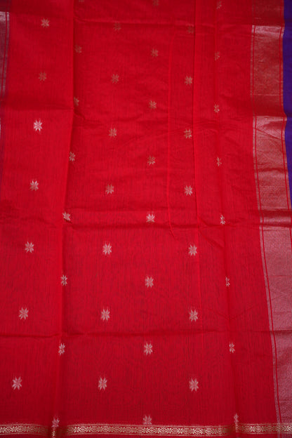 Maheshwari Silk Cotton Saree | Red with Purple
