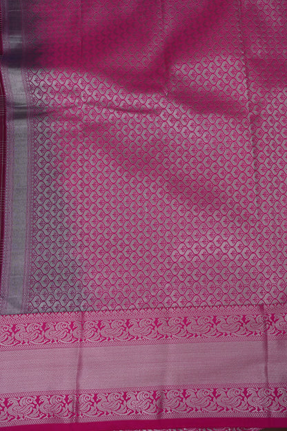Checkered Semi Silk Saree - Wine with Pink Korvai Border