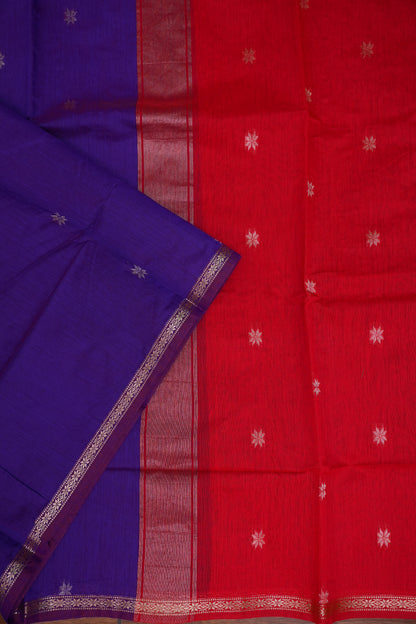 Maheshwari Silk Cotton Saree | Red with Purple