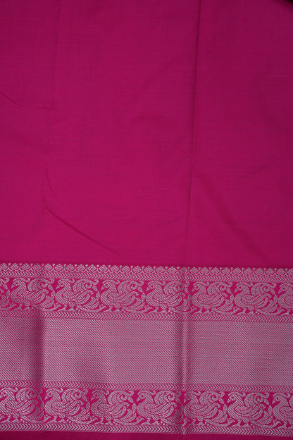 Checkered Semi Silk Saree - Wine with Pink Korvai Border
