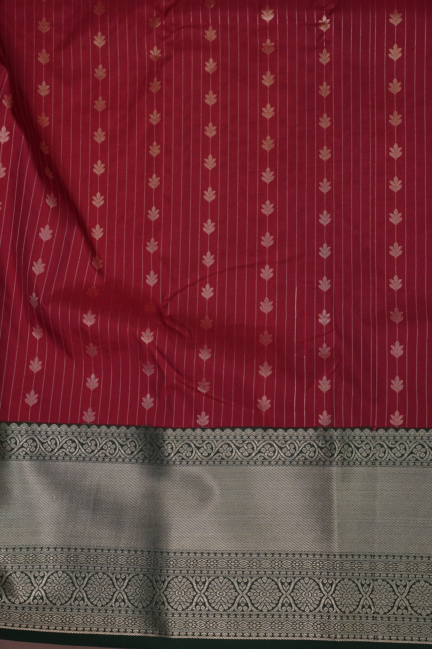 Kanchivaram Semi Silk Saree - Maroon with Emerald Green