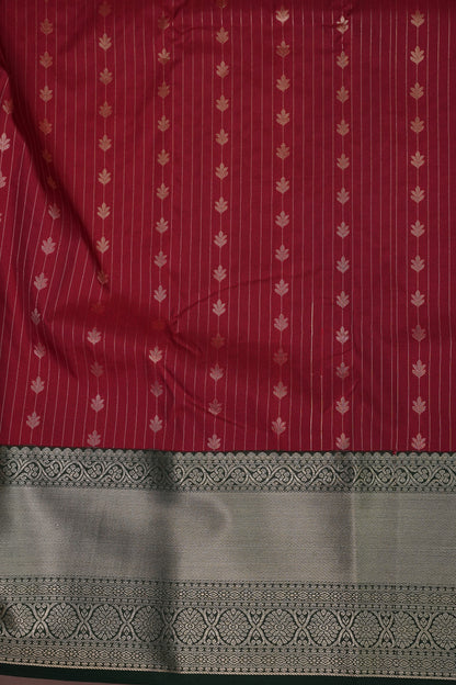 Kanchivaram Semi Silk Saree - Maroon with Emerald Green