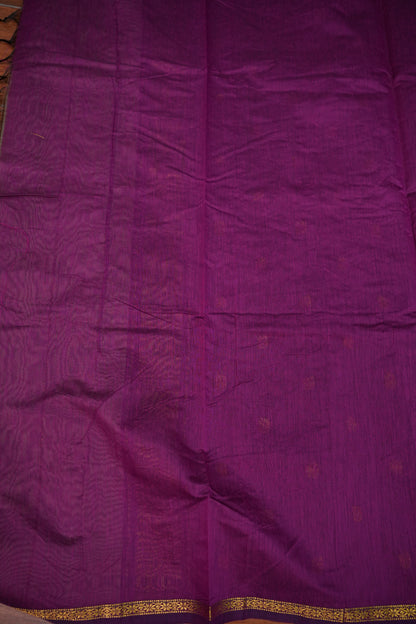 Maheshwari Silk Cotton Saree | Beige with Purple