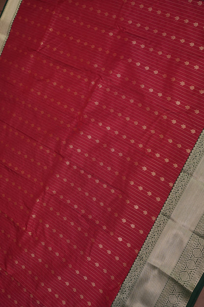 Kanchivaram Semi Silk Saree - Maroon with Emerald Green