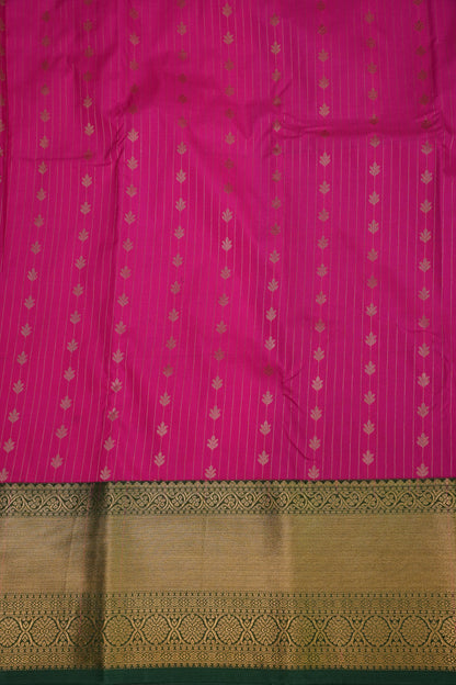 Kanchivaram Semi Silk Saree - Pink with Emerald Green