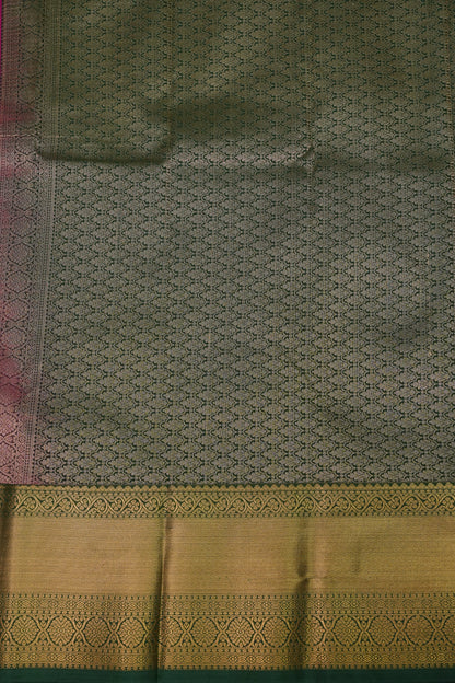 Kanchivaram Semi Silk Saree - Pink with Emerald Green