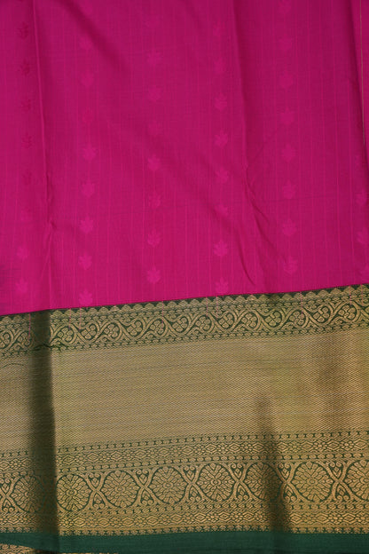 Kanchivaram Semi Silk Saree - Pink with Emerald Green