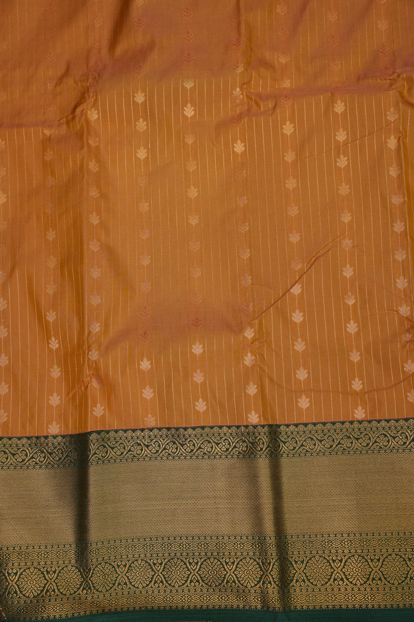 Kanchivaram Semi Silk Saree - Mustard Yellow with Emerald Green