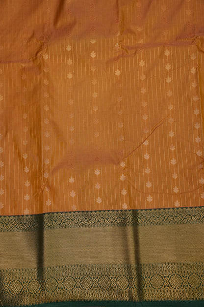 Kanchivaram Semi Silk Saree - Mustard Yellow with Emerald Green
