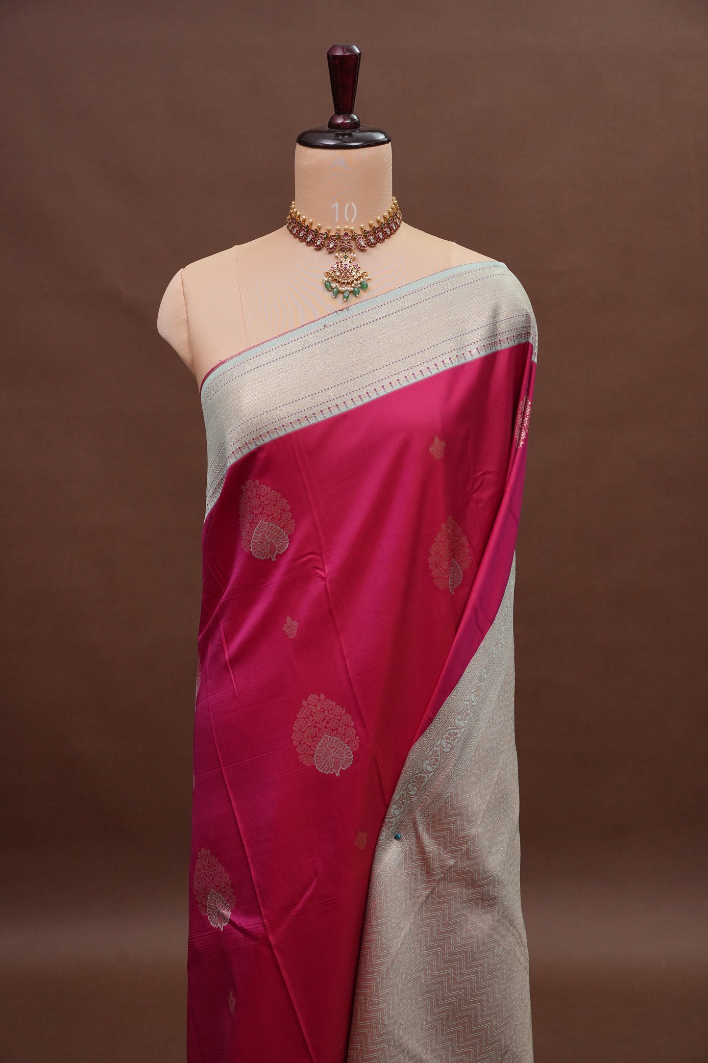 Pink Semi Silk Saree with Ice Blue Zari Border