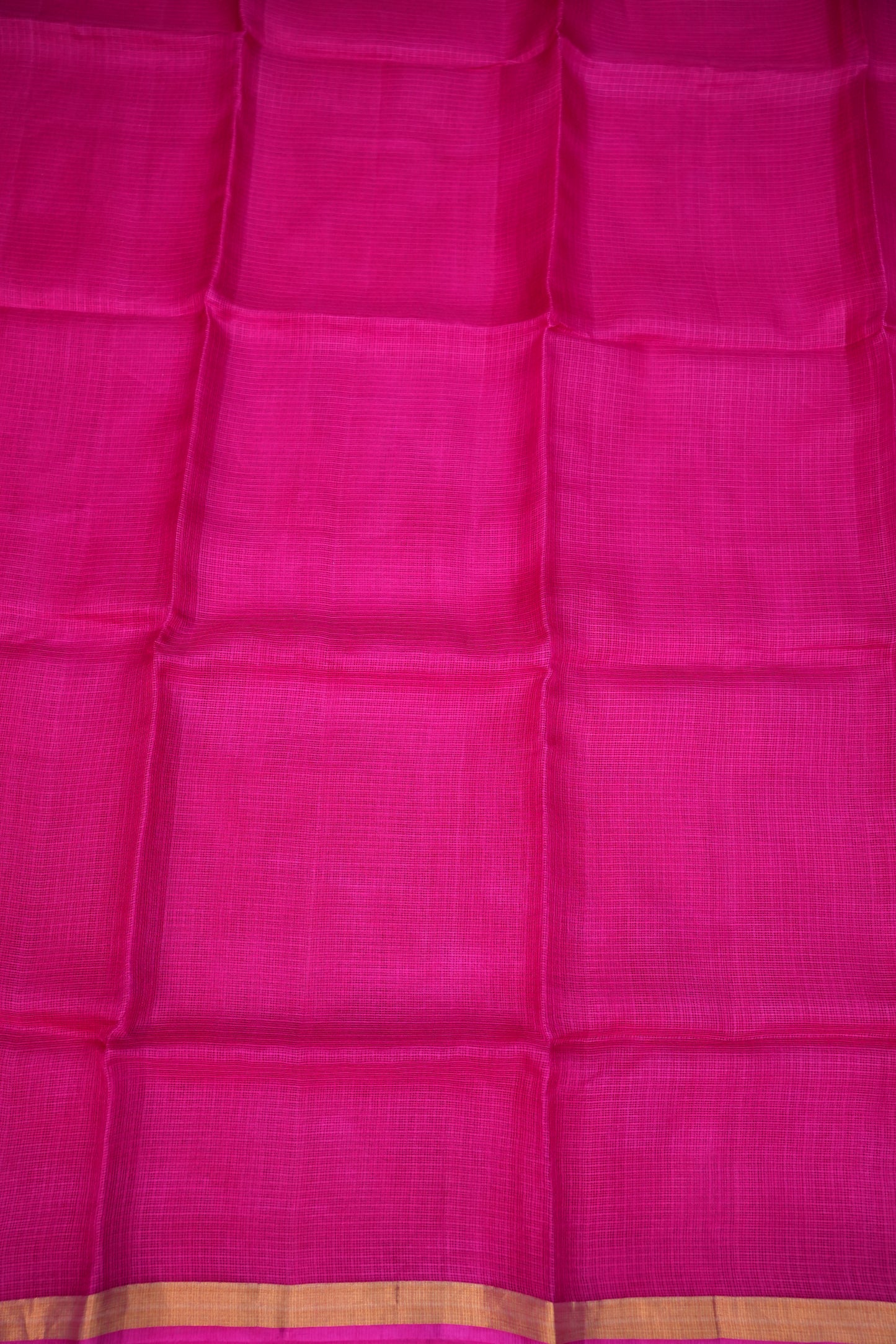 Silk Kota Plain Saree - Hot Pink