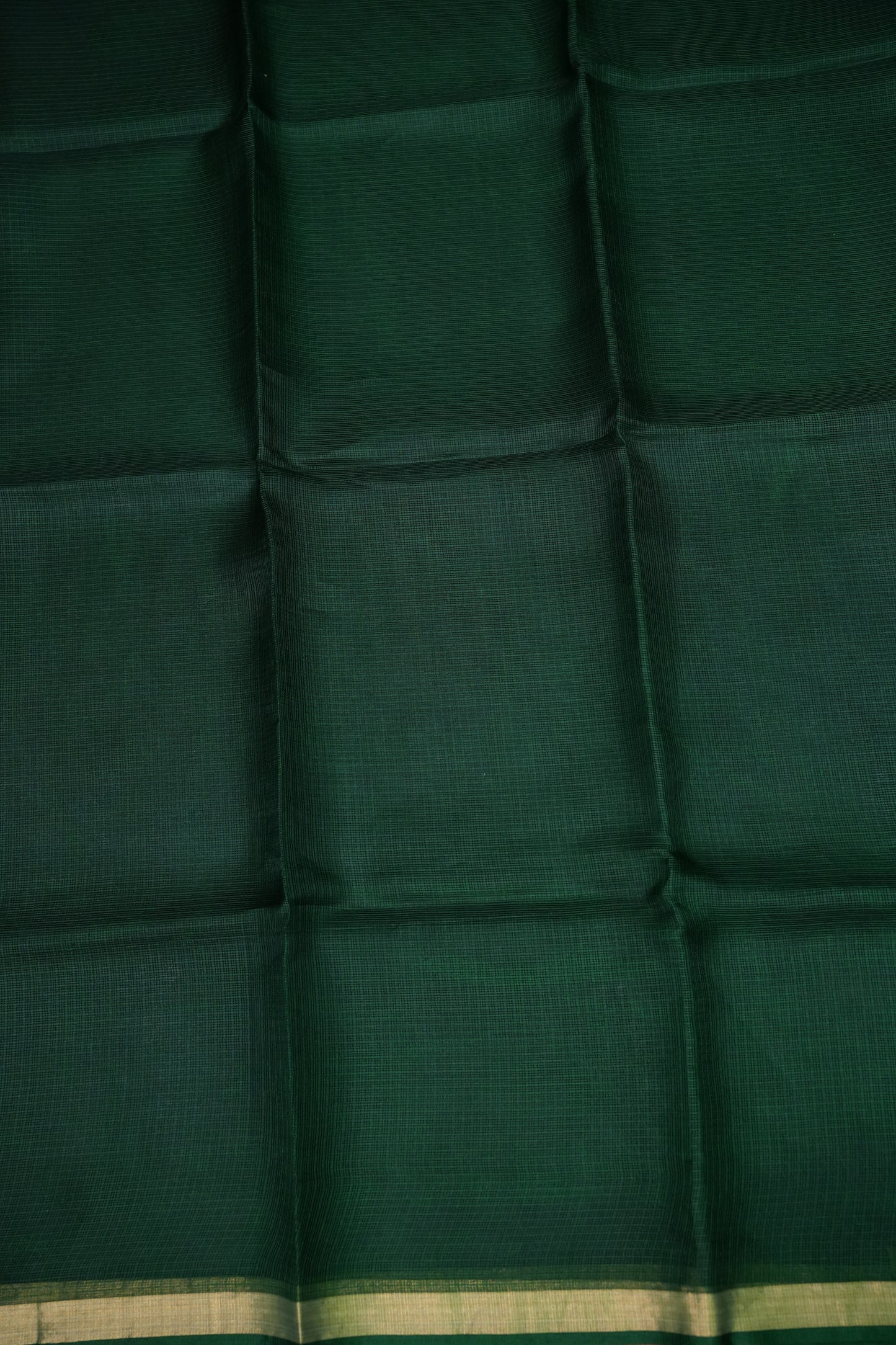 Silk Kota Plain Saree - Bottle Green