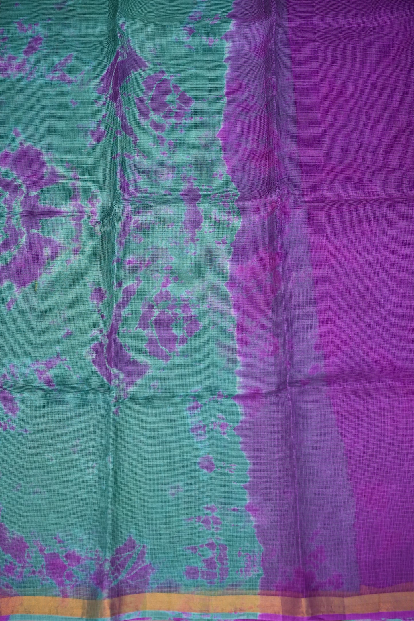 Silk Kota Shibori Tie & Dye Saree - Blue and Pink