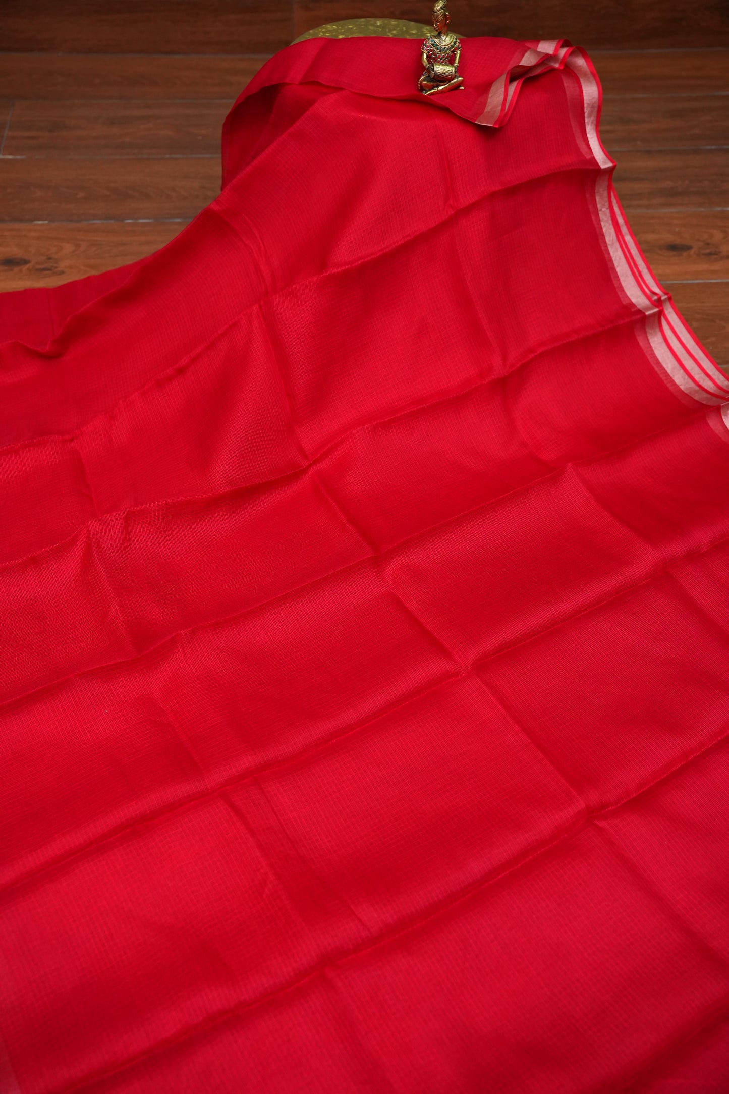 Silk Kota Plain Saree - Red
