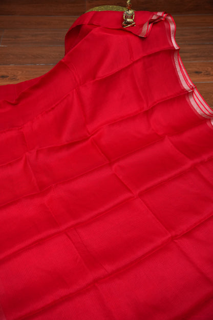 Silk Kota Plain Saree - Red