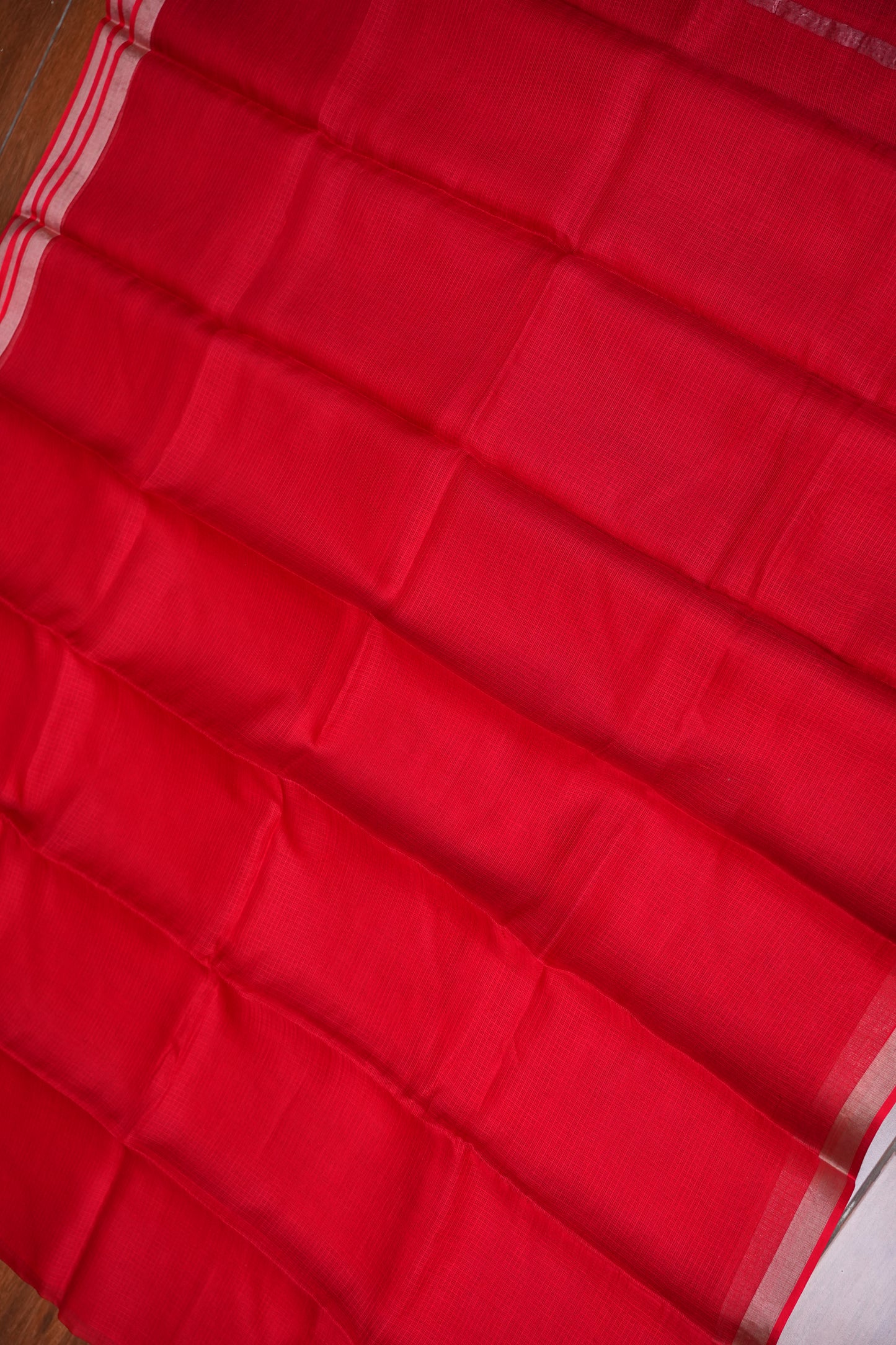 Silk Kota Plain Saree - Red