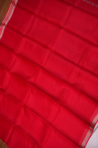 Silk Kota Plain Saree - Red