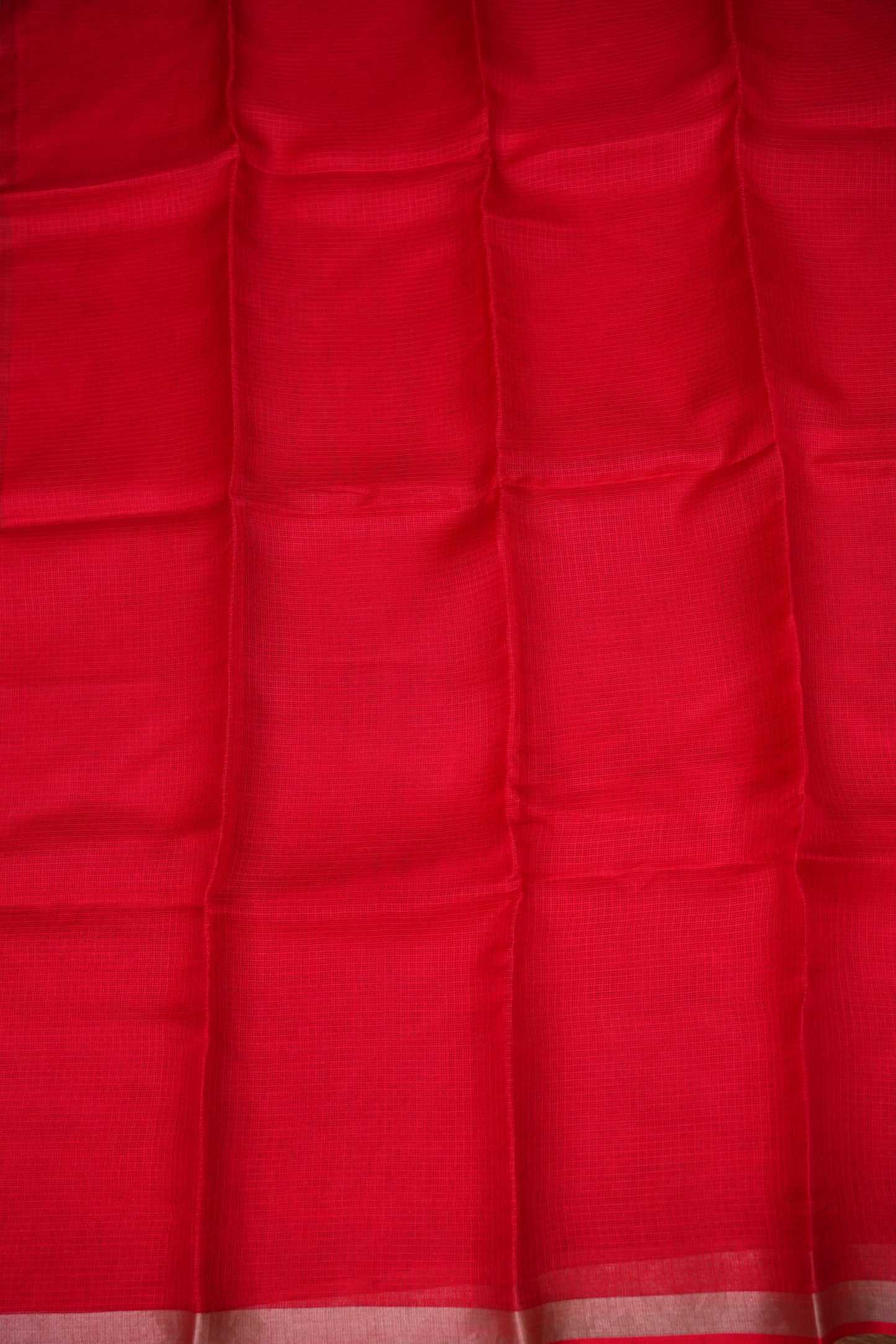 Silk Kota Plain Saree - Red