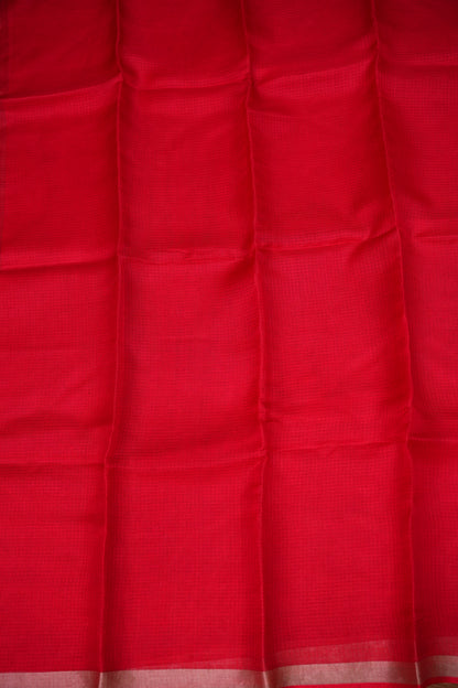 Silk Kota Plain Saree - Red