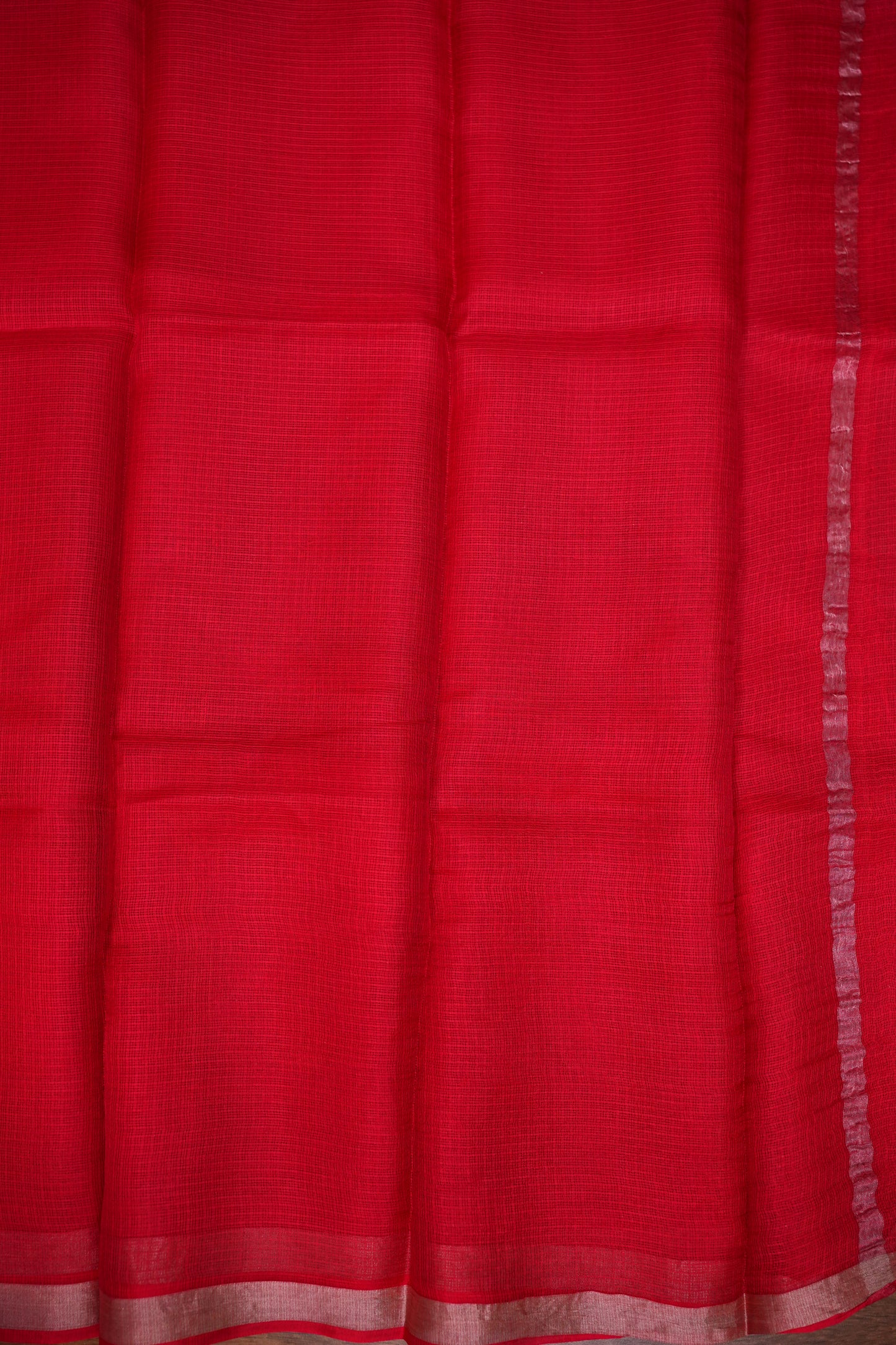 Silk Kota Plain Saree - Red