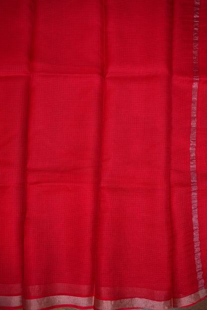 Silk Kota Plain Saree - Red