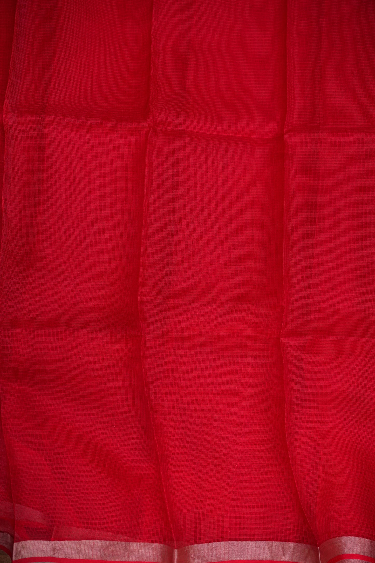 Silk Kota Plain Saree - Red