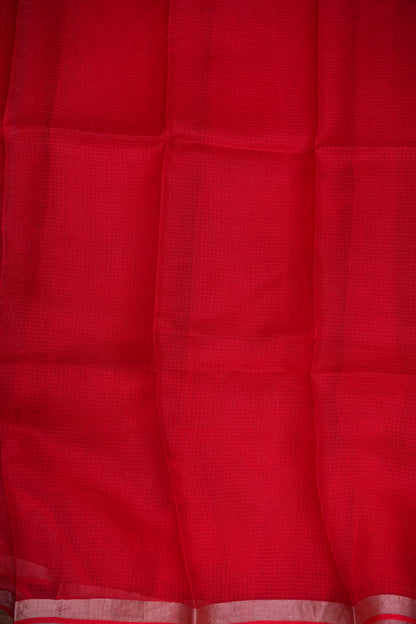 Silk Kota Plain Saree - Red