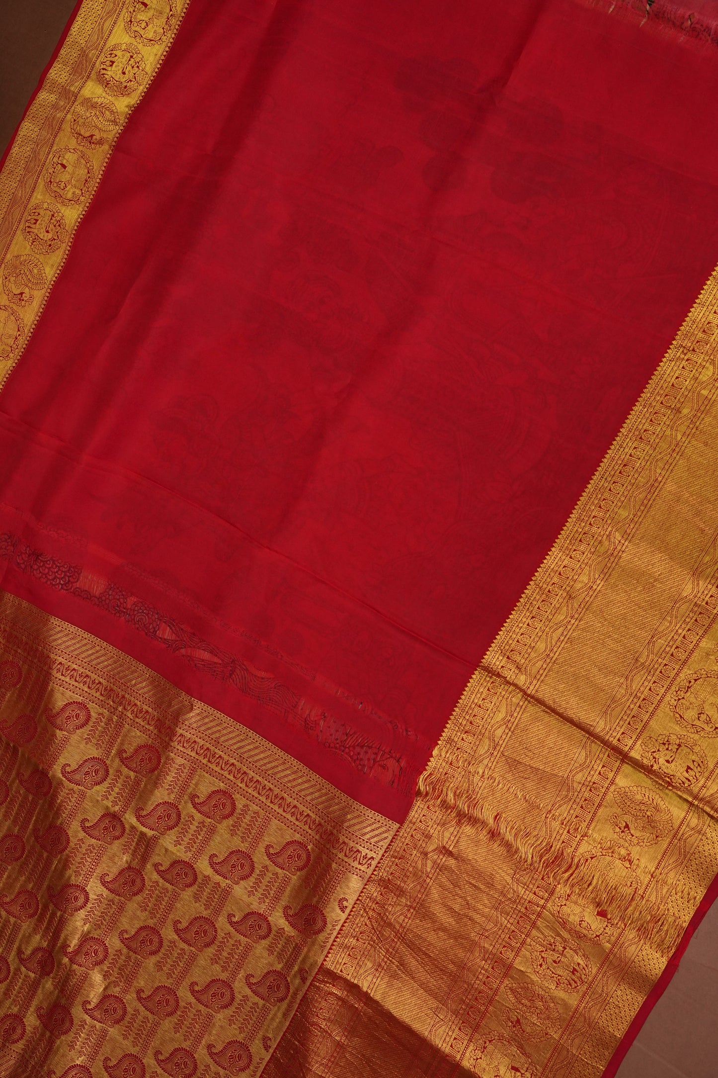 Handpainted Pen Kalamkari Pure Kanchipuram Silk Saree|Silk Mark Certified