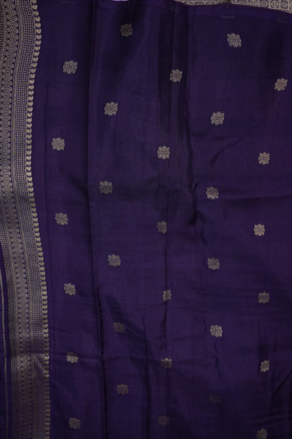 Munga Crepe Silk Saree – Purple Multicolour Checks with Deep Violet Zari Pallu