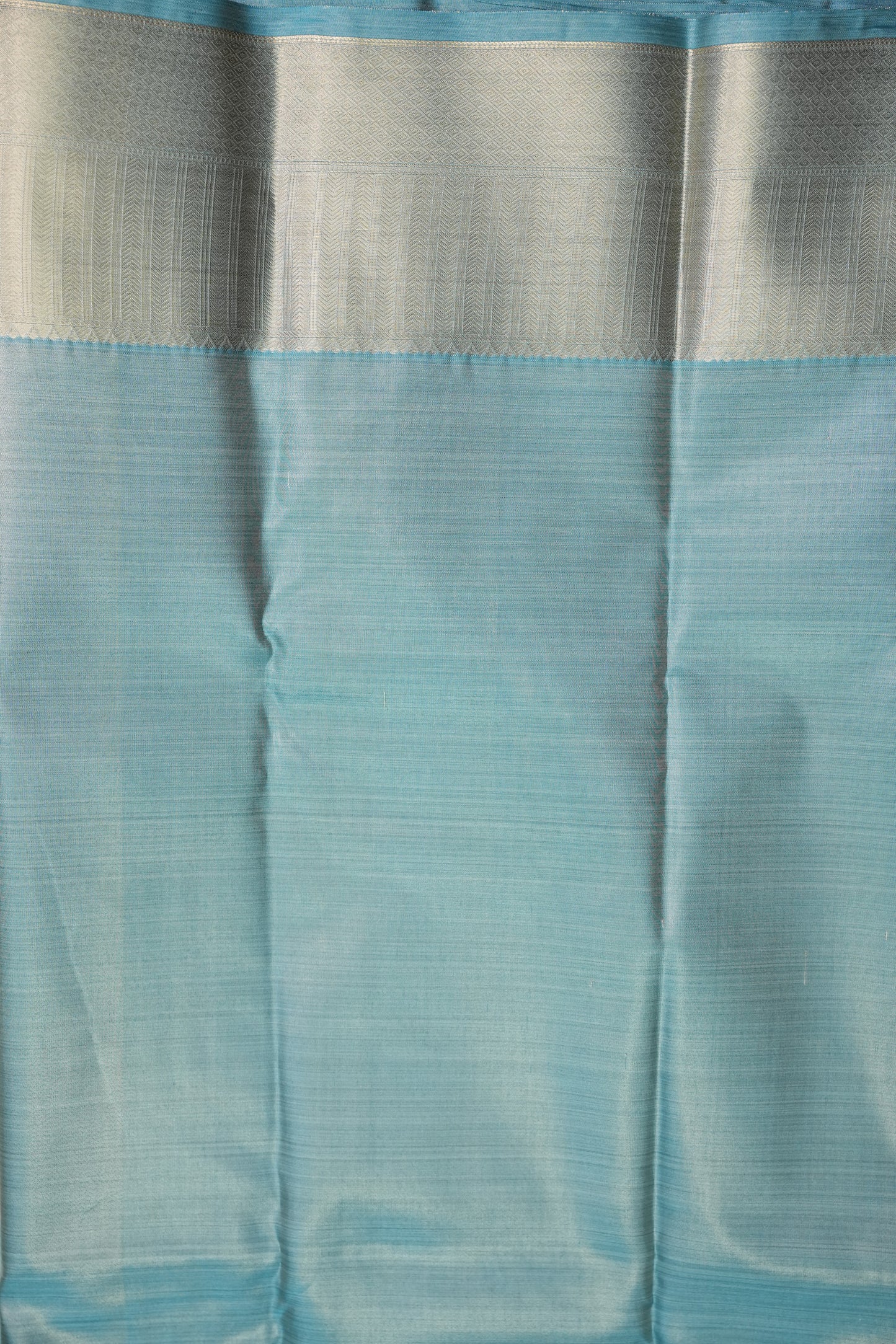 Digital Printed Semi Silk Saree – Ivory with Aqua Blue