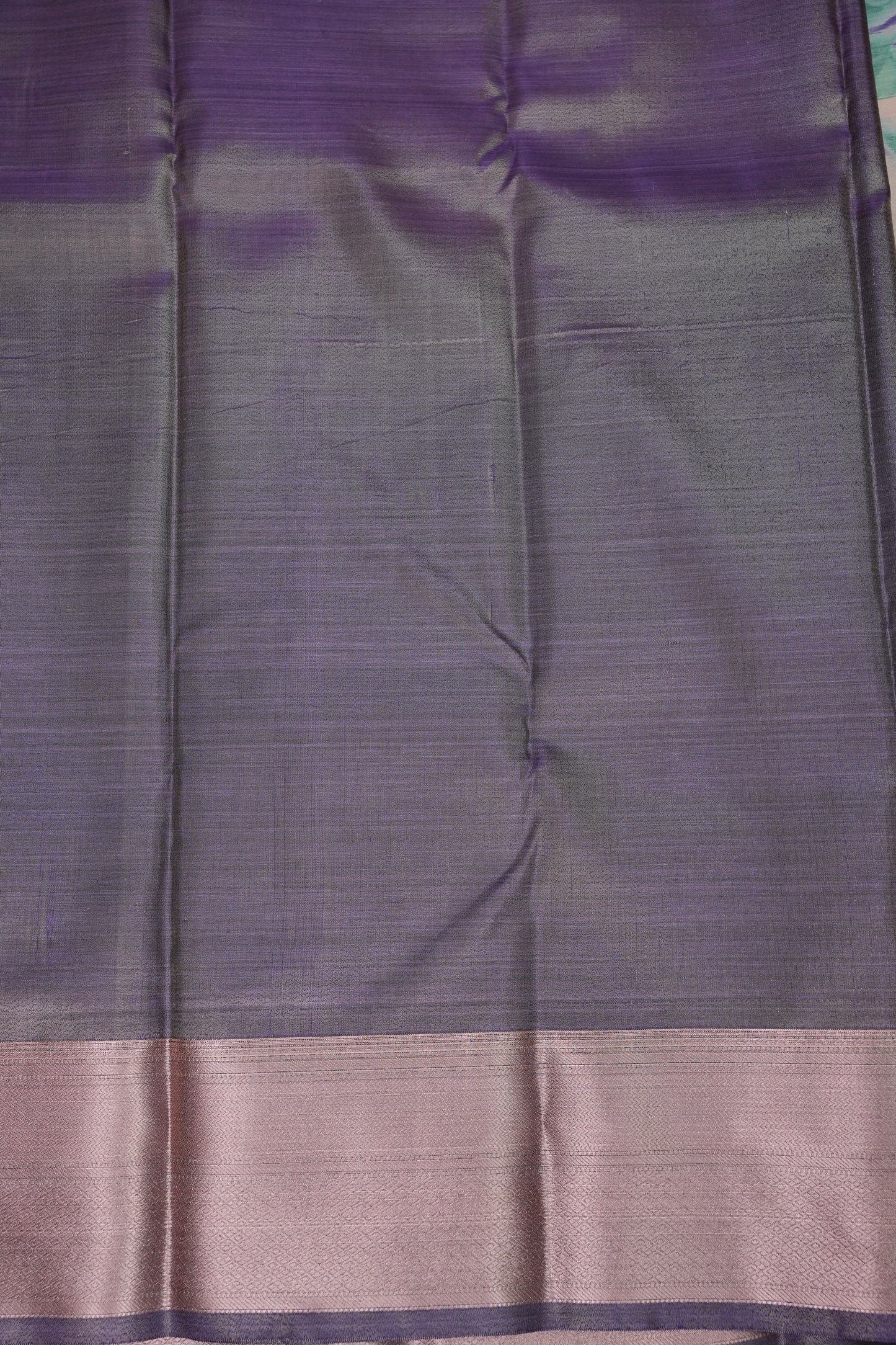 Digital Printed Semi Silk Saree - Ivory with Teal