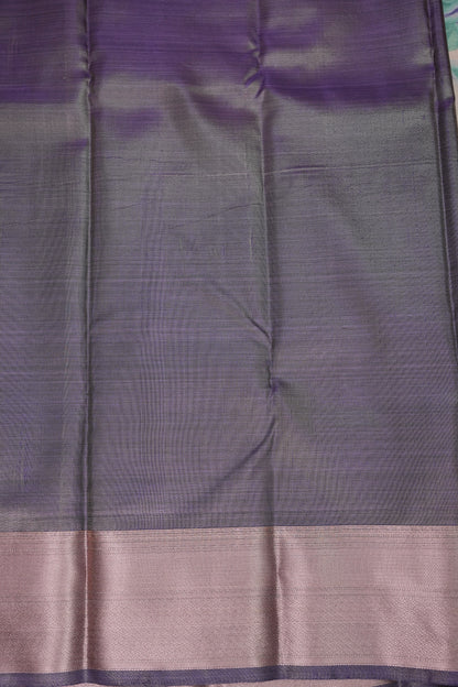 Digital Printed Semi Silk Saree - Ivory with Teal
