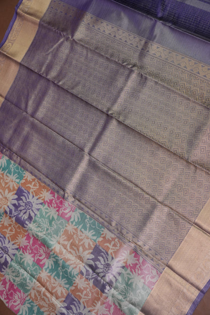 Digital Printed Semi Silk Saree - Pastel Nude