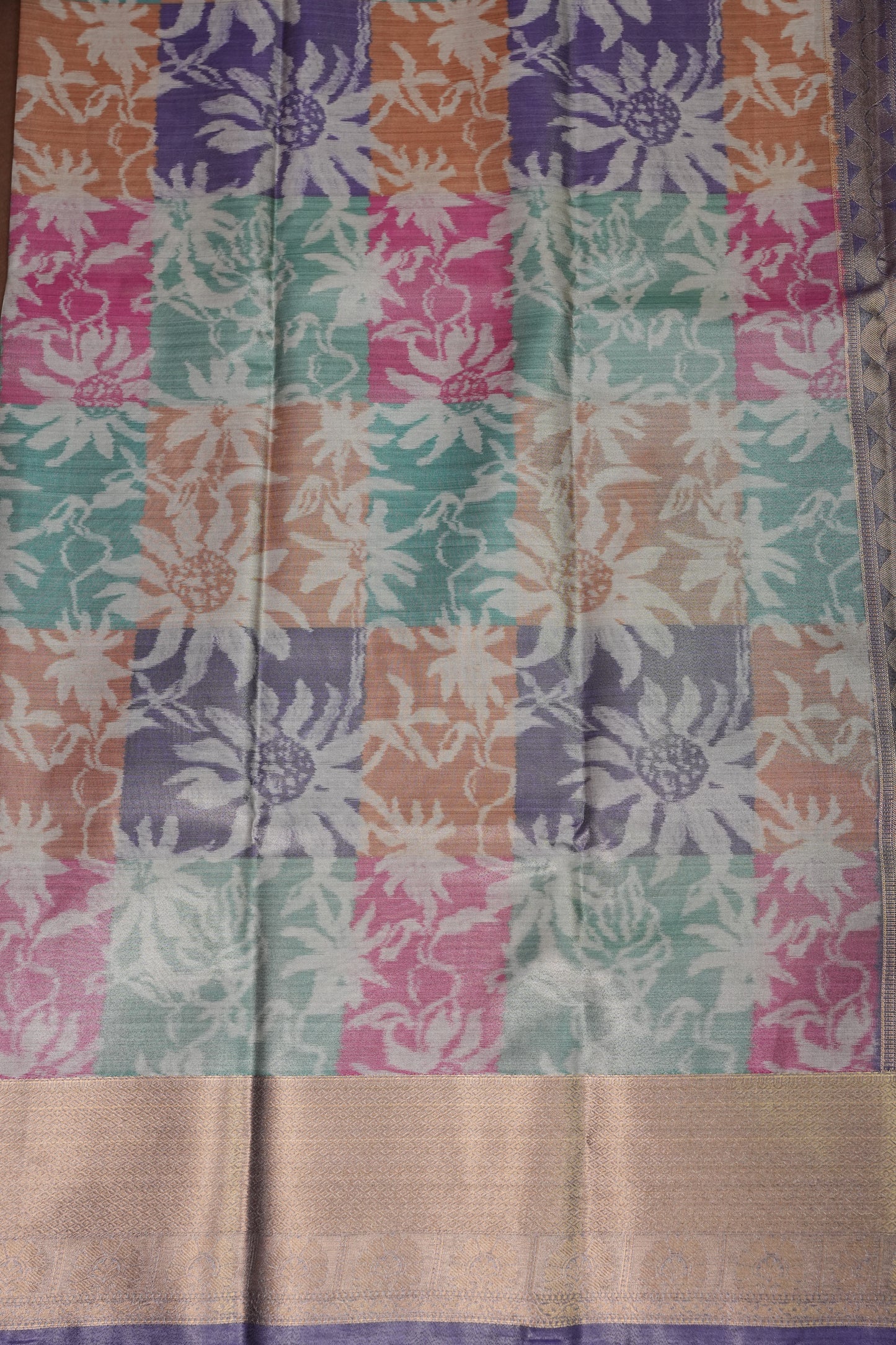 Digital Printed Semi Silk Saree - Pastel Nude
