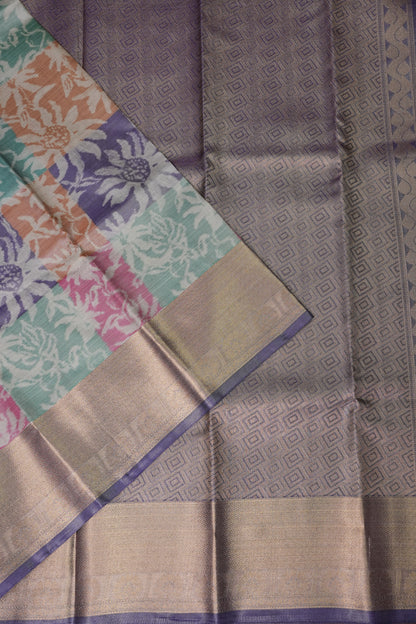 Digital Printed Semi Silk Saree - Pastel Nude